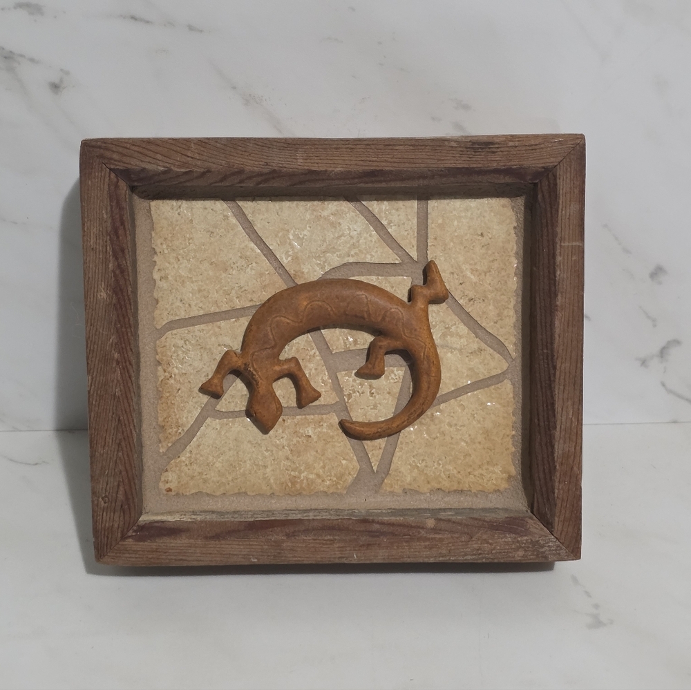 Rustic Gecko Tile - Decorative Wall Art Vintage Southwest Decor Mosaic Ceramic